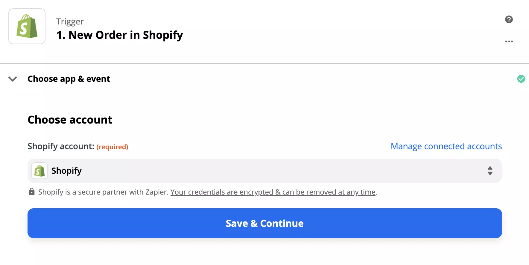 Konfigurace triggeru Shopify na Zapier