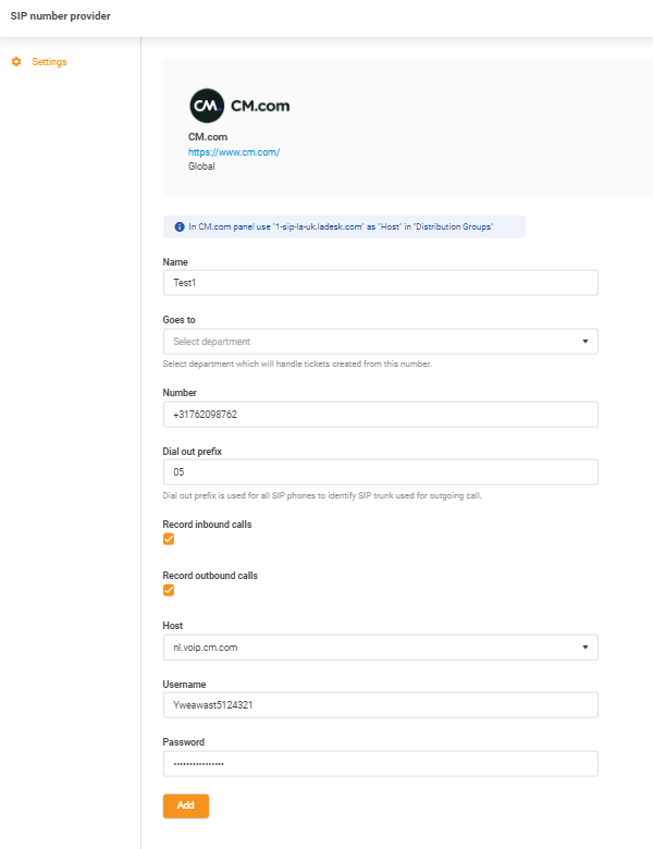 Přihlašovací údaje CM.com