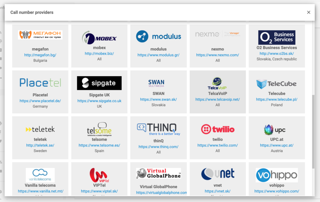 Poskytovatelé telefonních čísel s LiveAgent