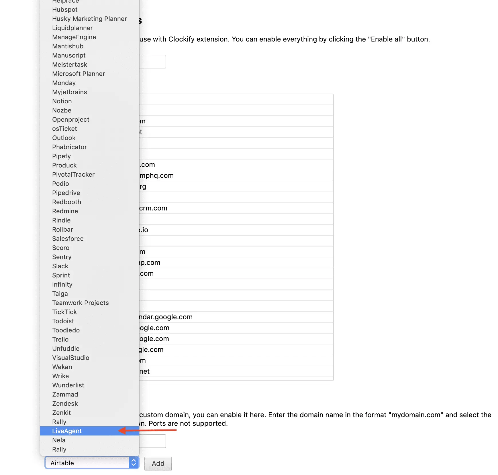 Integrace Clockify s LiveAgentem