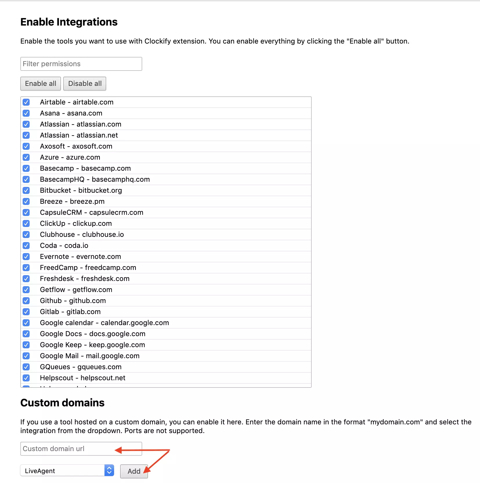 Nastavení domény Clockify