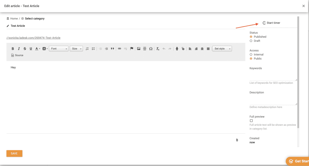Časovač Clockify ve znalostní bázi