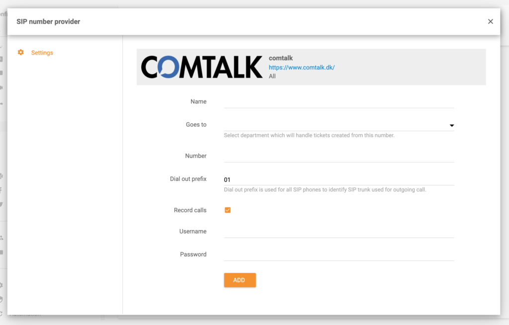 Integrace LiveAgent ComTalk