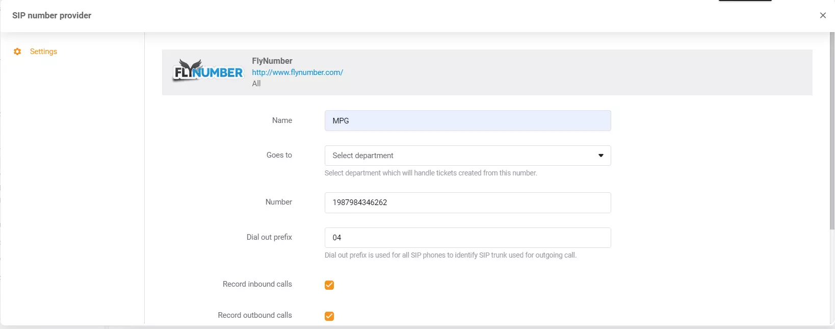 Přihlašovací údaje FlyNumber