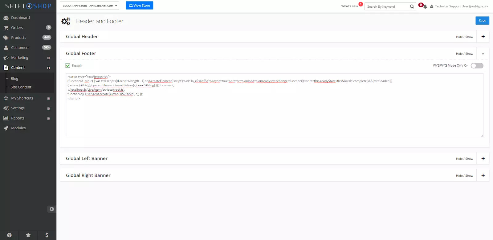 Nastavení Shift4Shop s možností přizpůsobení kódu