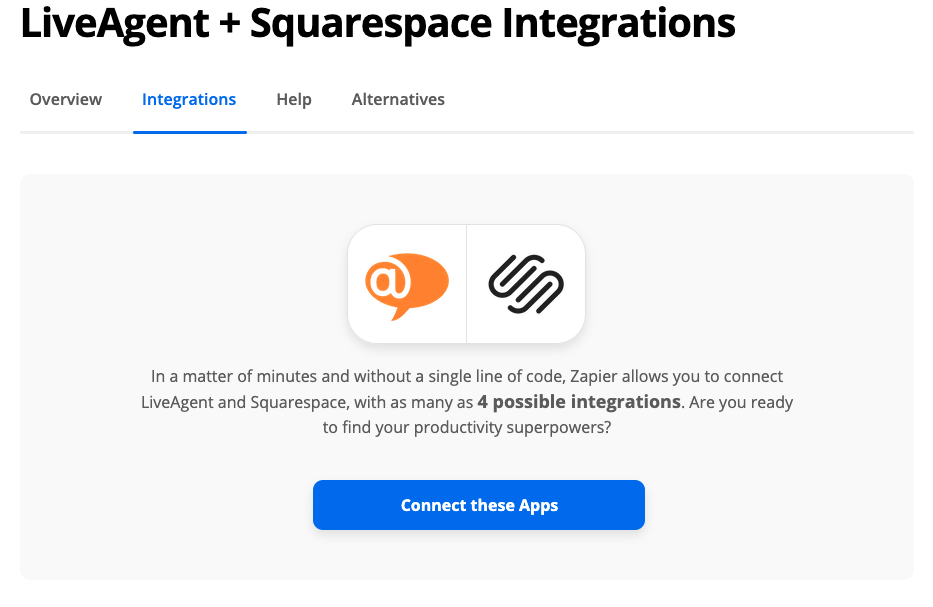 Připojte LiveAgent se Squarespace přes Zapier