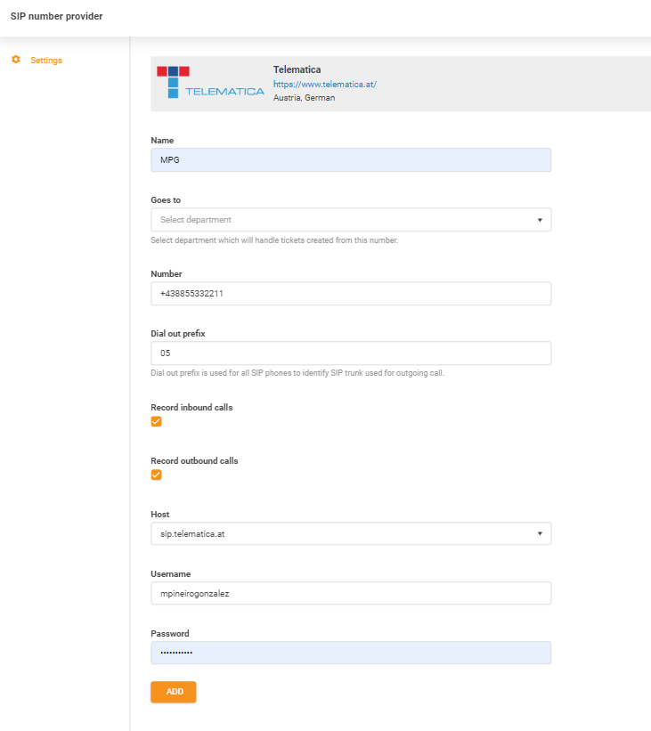 Přihlašovací údaje Telematica