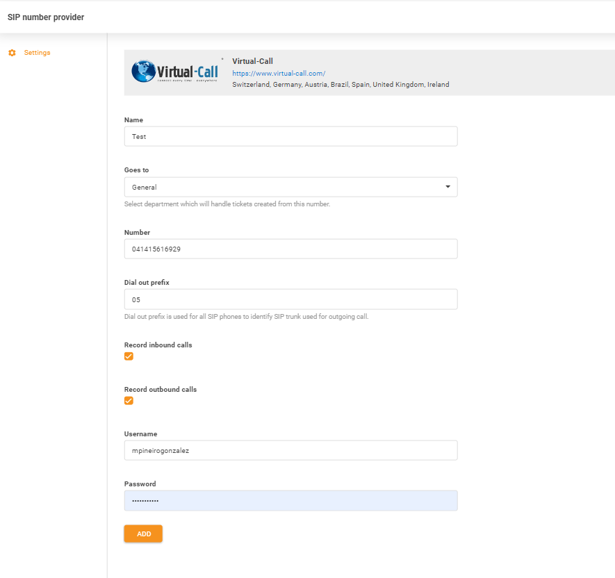 Přihlašovací údaje Virtual-Call