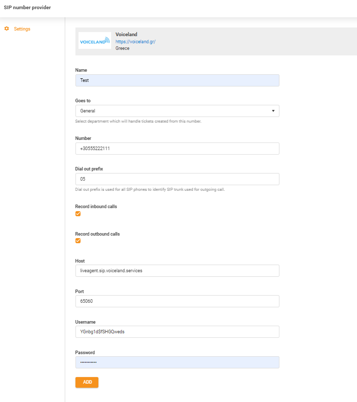 Přihlašovací údaje Voiceland