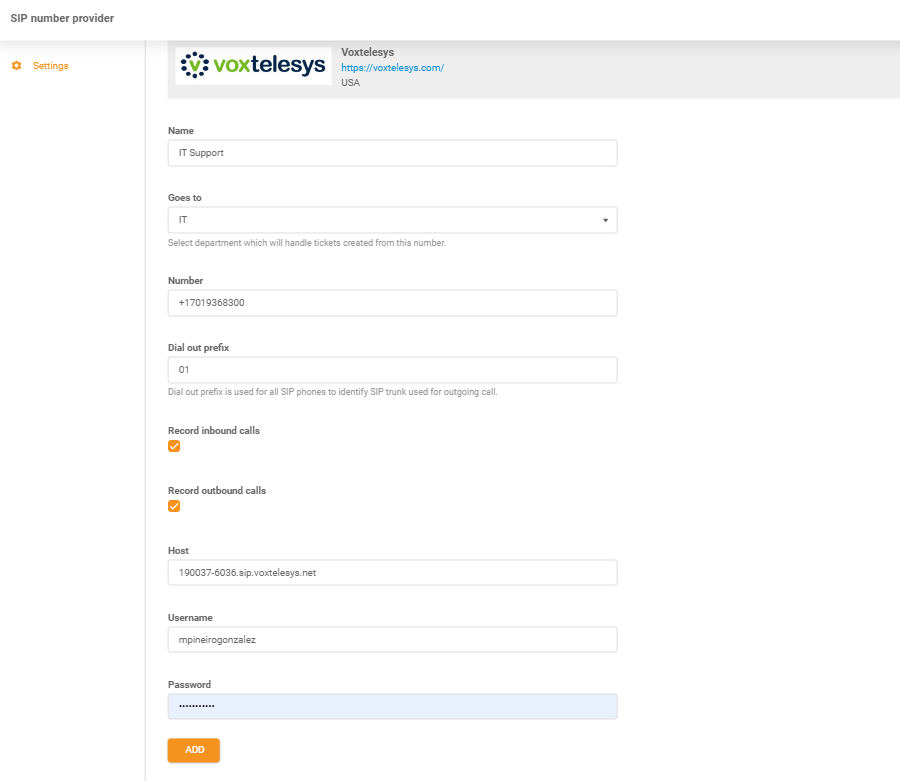 Přihlašovací údaje Voxtelesys