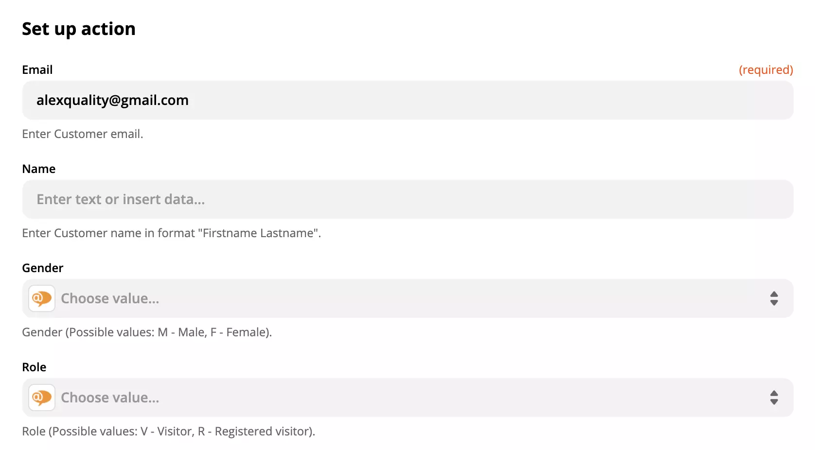 Nastavení akce LiveAgent na Zapier