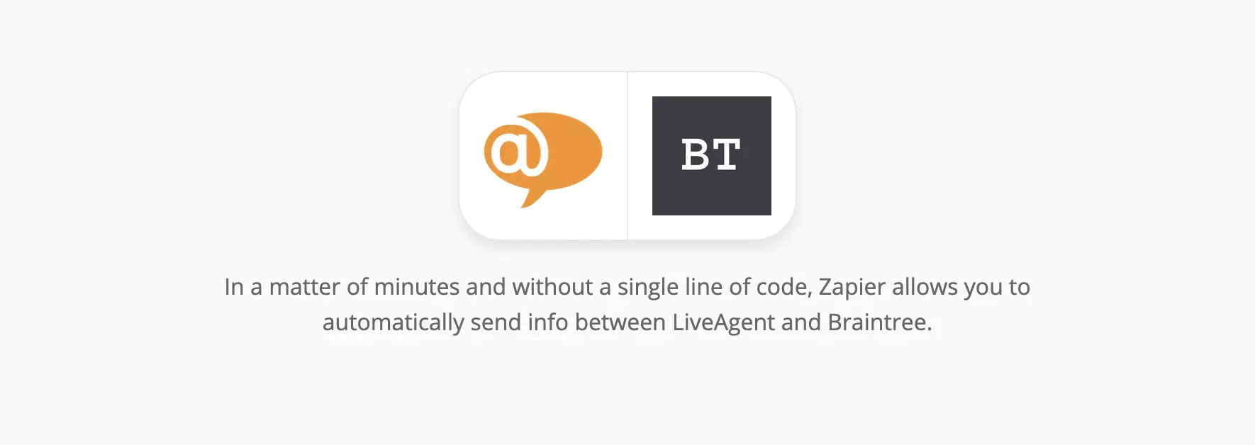 Stránka integrace LiveAgent a Braintree na Zapier