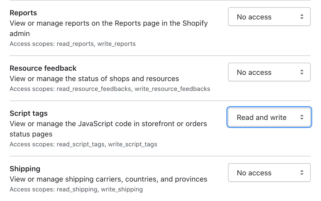 Ručně změňte oprávnění, aby LiveAgent měl přístup k datům Shopify
