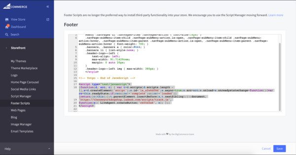 Integrace BigCommerce LiveAgent