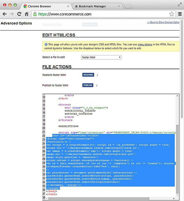 CoreCommerce LiveAgent integrace