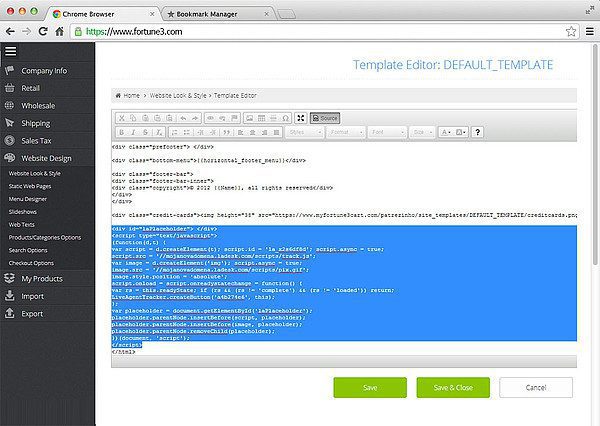 Nastavení integrace LiveAgent Fortune 3