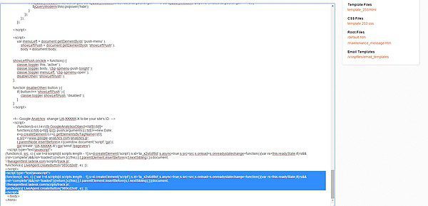 Tlačítko živého chatu umístěné v těle e-shopu Volusion