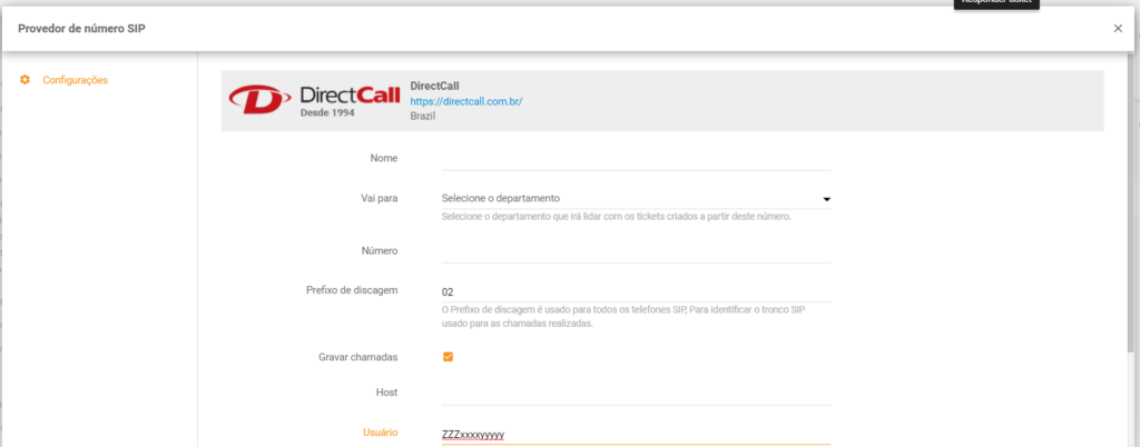 Nastavení integrace DirectCall LiveAgent