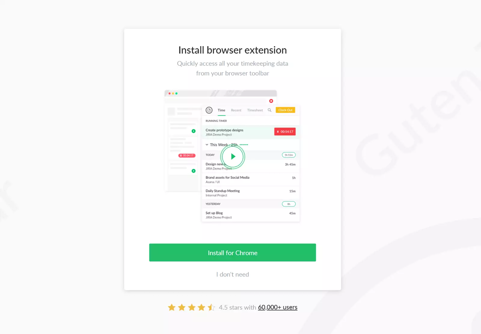 Instalace rozšíření prohlížeče Everhour