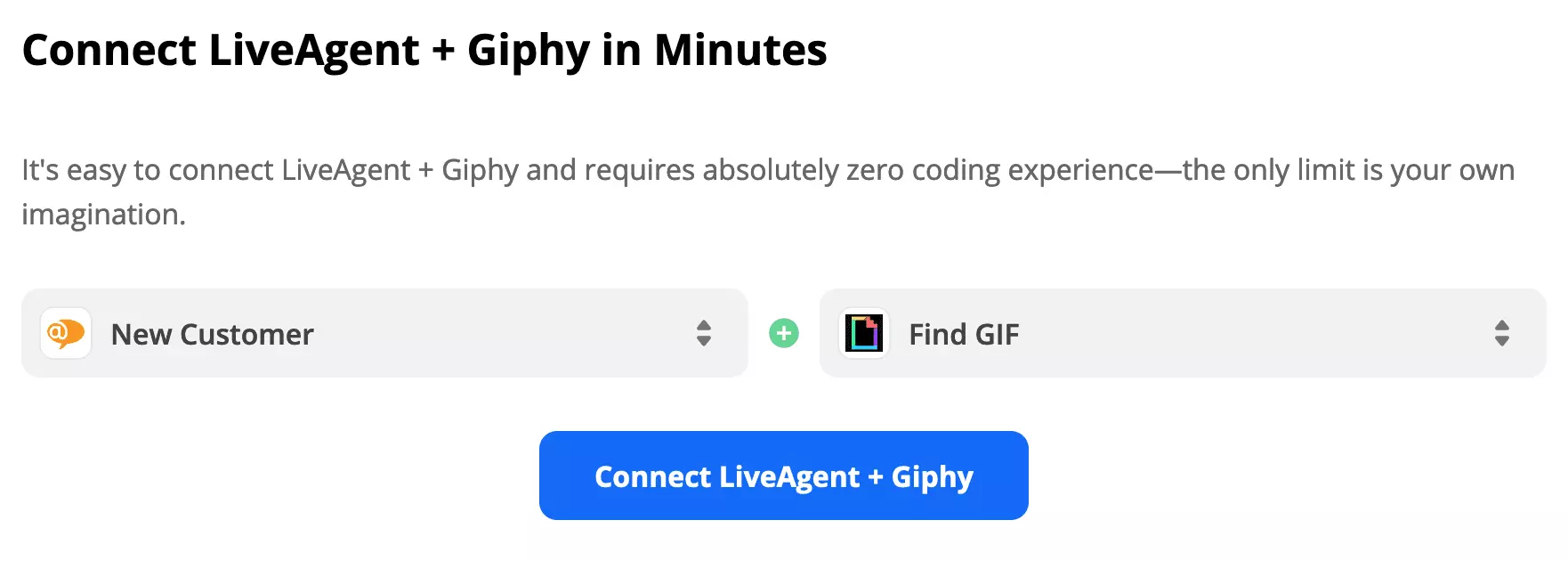 Trigger LiveAgent a akce Giphy vybrané na Zapier