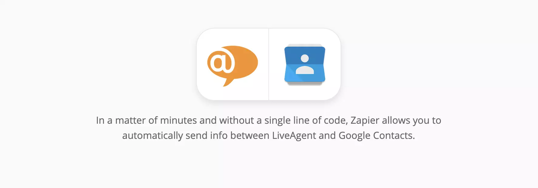 Stránka integrací LiveAgent a Google Kontaktů na Zapier