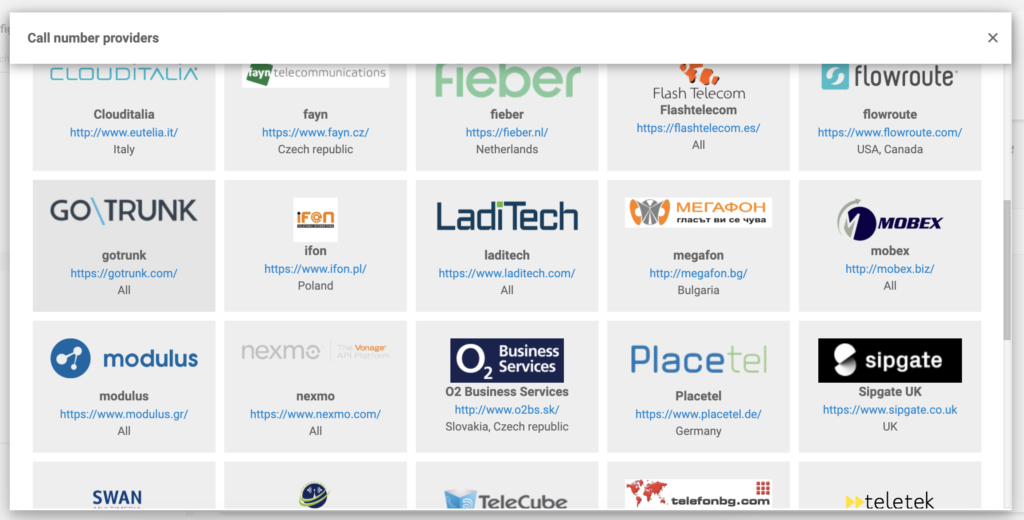 GoTrunk v seznamu poskytovatelů VoIP v LiveAgent