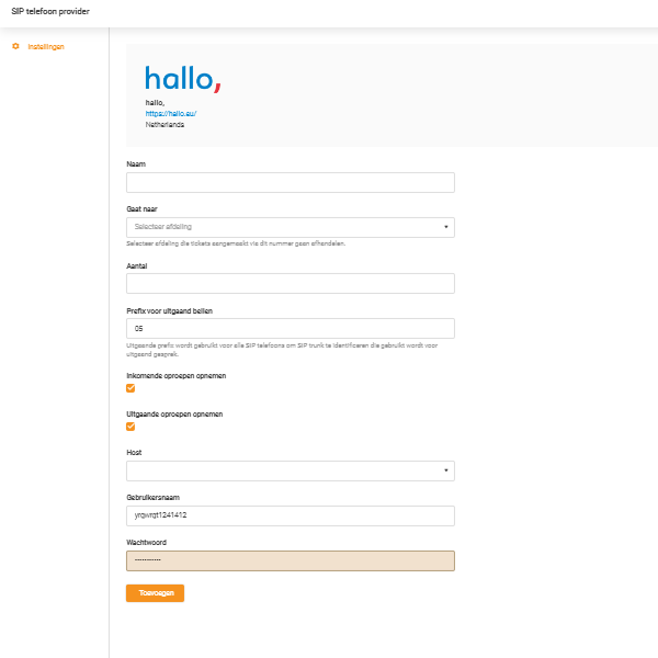 hallo přihlašovací údaje