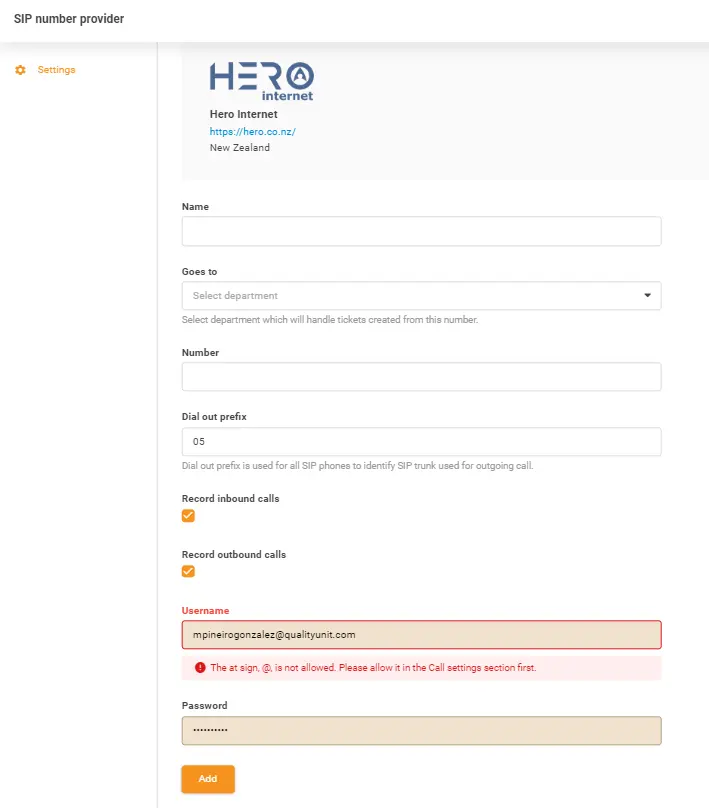 Přihlašovací údaje Hero