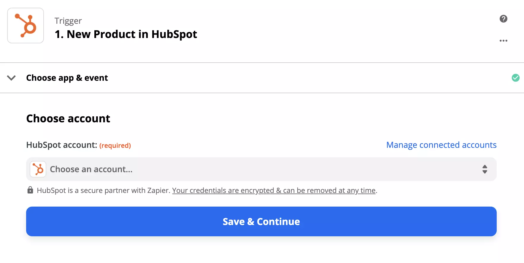 Možnosti konfigurace triggeru HubSpotu v Zapier