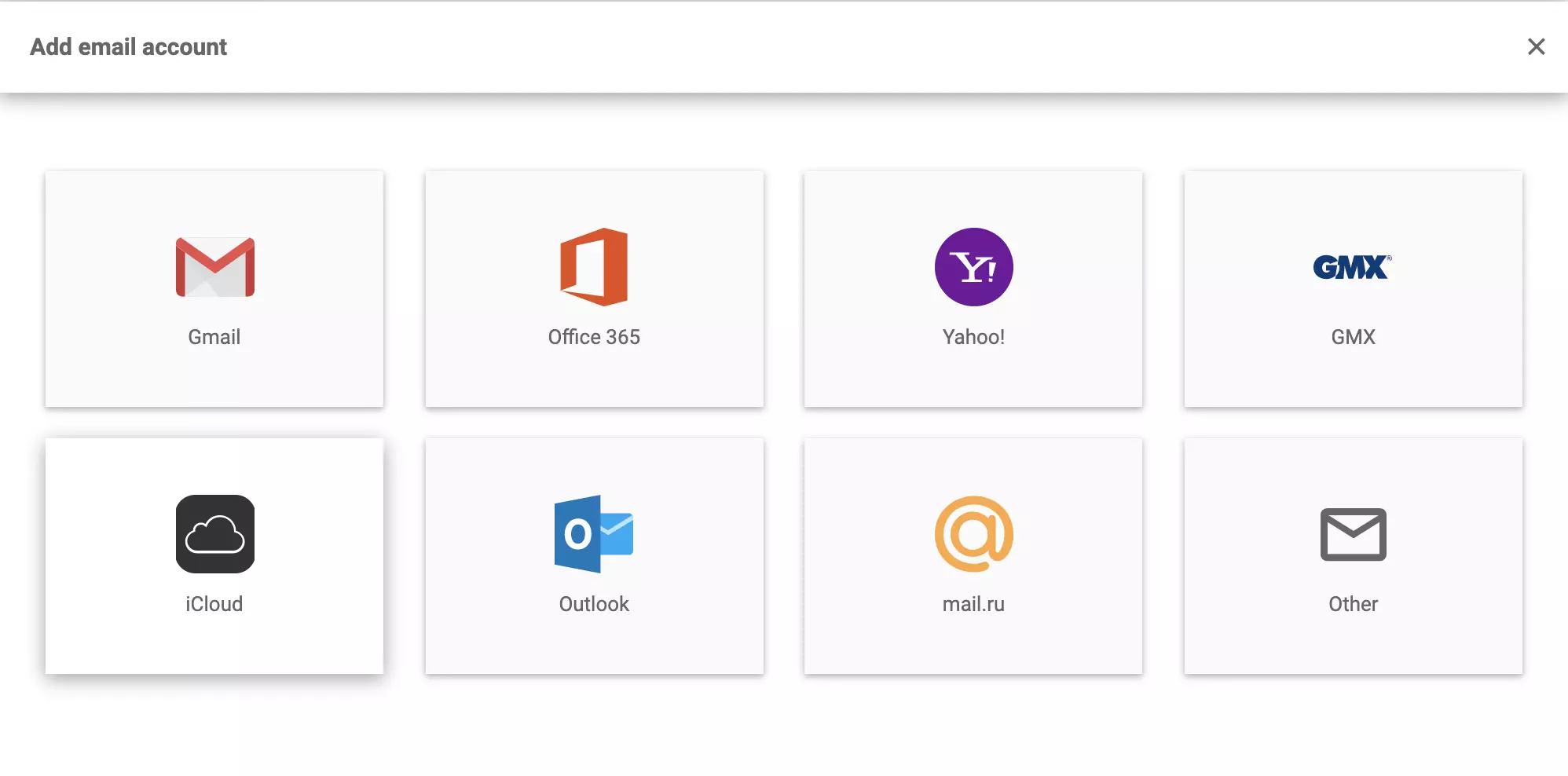 iCloud v nastavení e-mailu v LiveAgentu