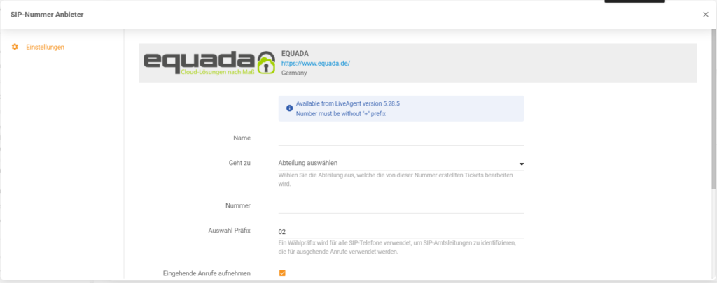 Přihlašovací údaje Equada