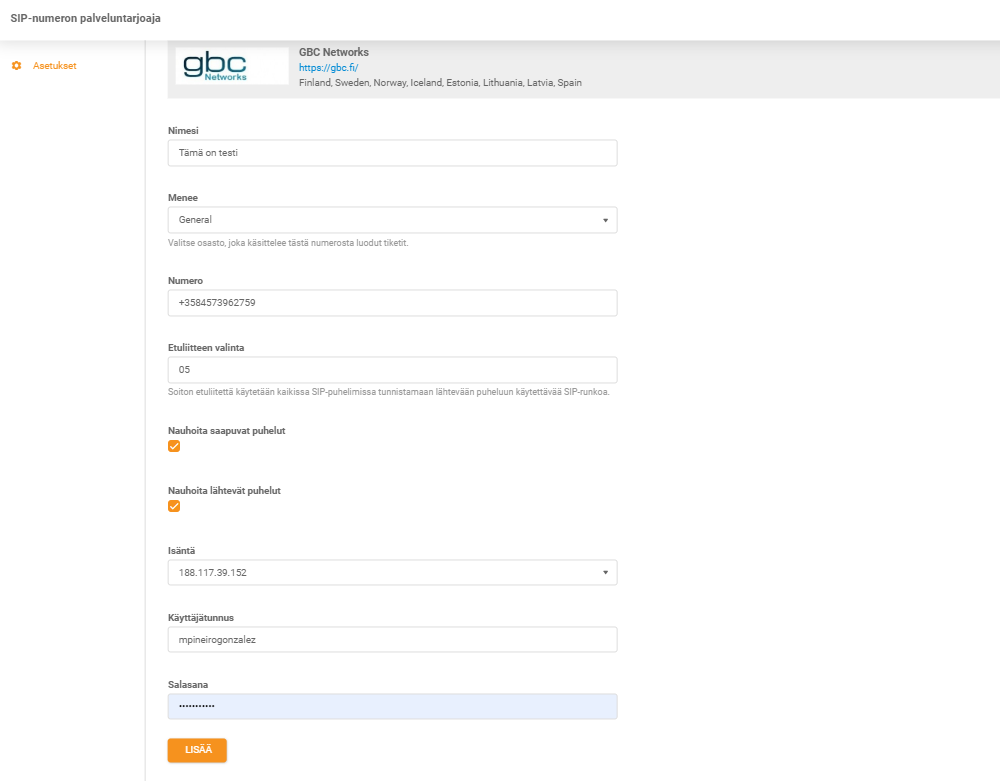 Přihlašovací údaje GBC Networks
