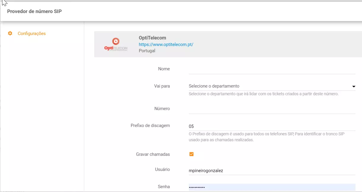 Nakonfigurujte telefonní číslo Yootel v LiveAgent