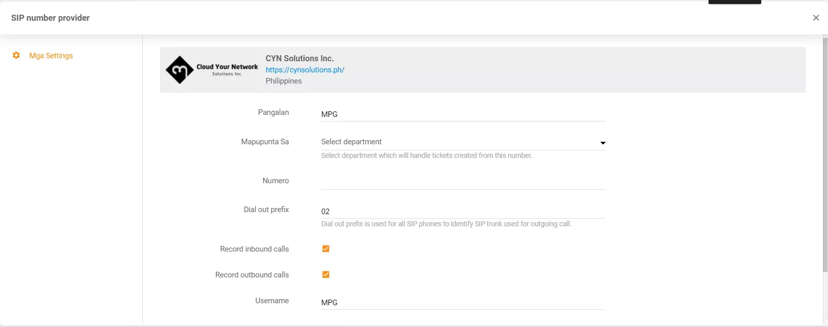 Přihlašovací údaje CYN Solutions Inc