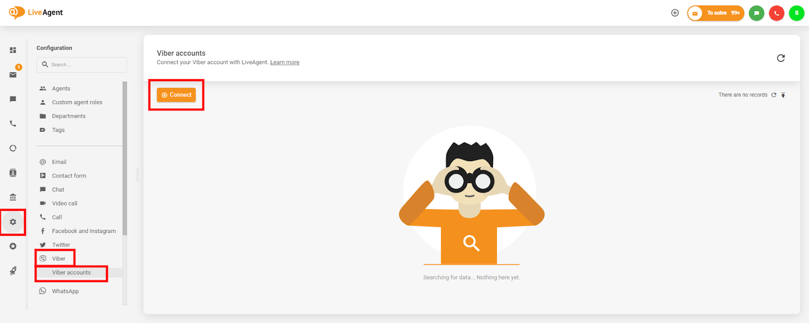 Jak najít integraci Viberů na panelu LiveAgent