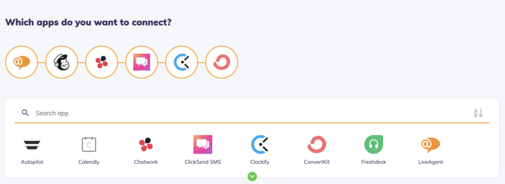 Obrázek ukazující možnosti připojení aplikací s Integrately
