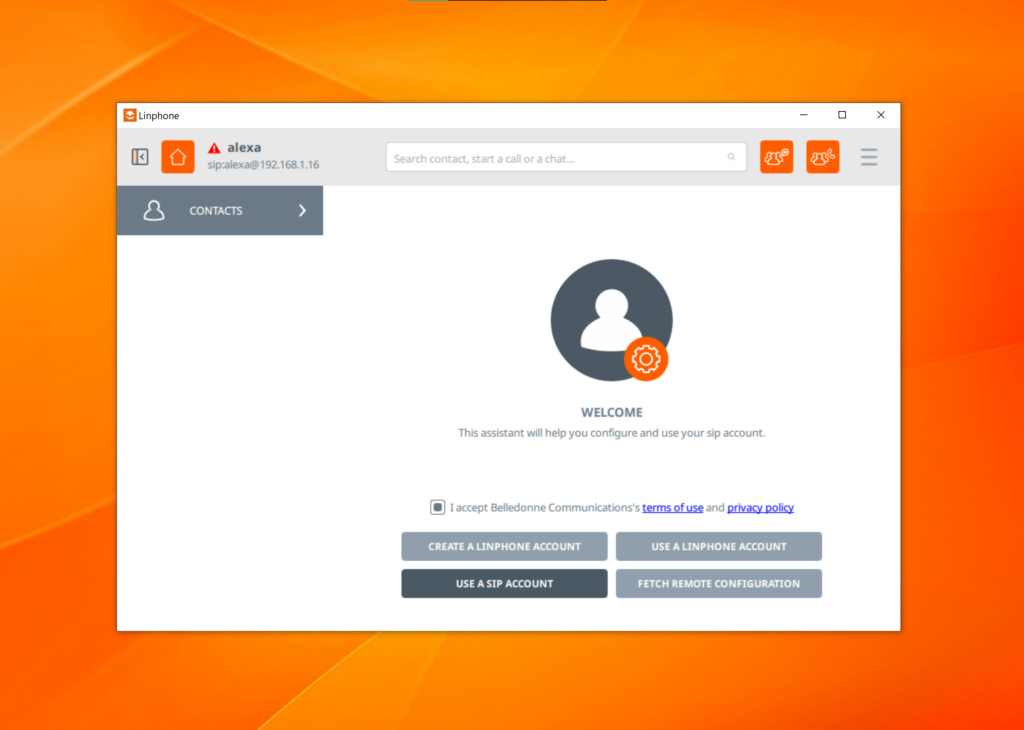 Konfigurace SIP v Linphone