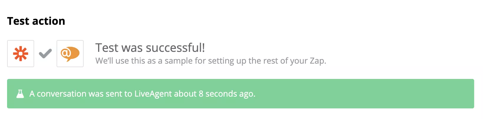 Úspěšný test integrace Google Sheets a LiveAgent
