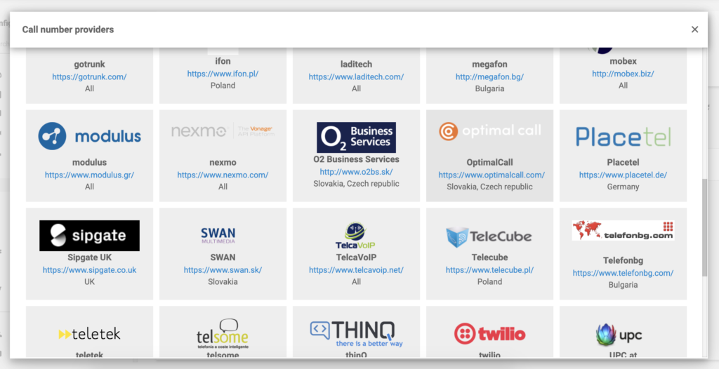 Optimal Call in the list of VoIP providers