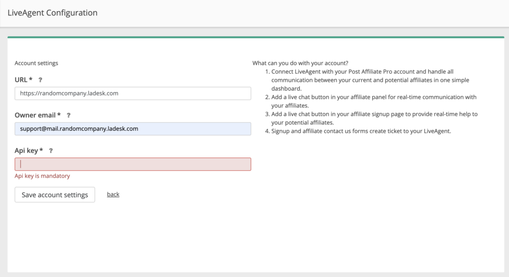 Nastavení živého chatu