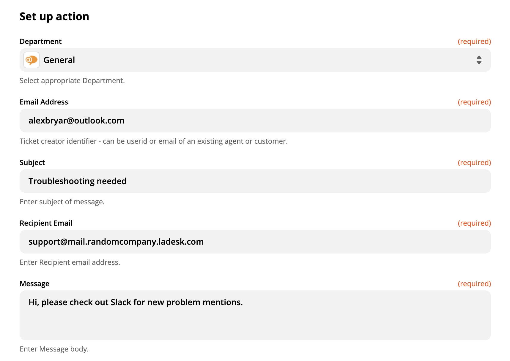 Ukázka nastavení LiveAgent akce na Zapieru