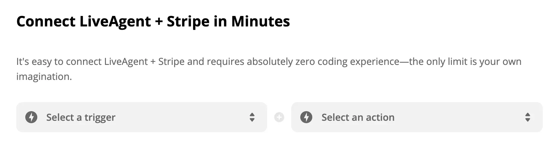 Stránka integrace LiveAgent a Stripe na Zapier