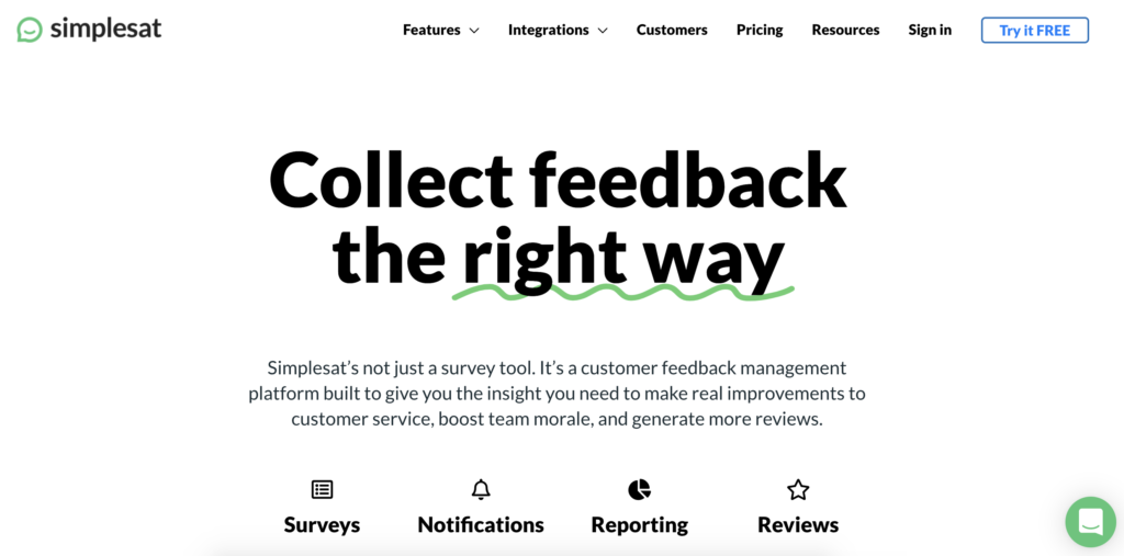 Webová stránka Simplesat s možností zkušební verze v pravém horním rohu