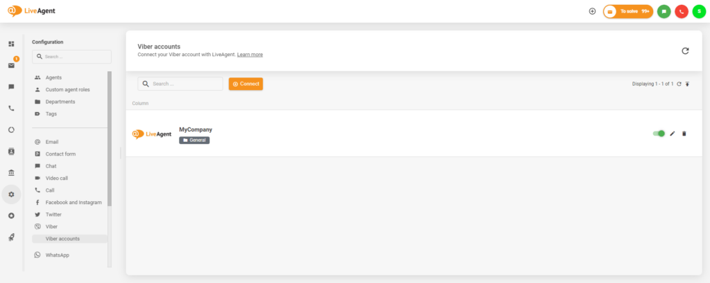 Úspěšná integrace mezi Viberem a LiveAgent