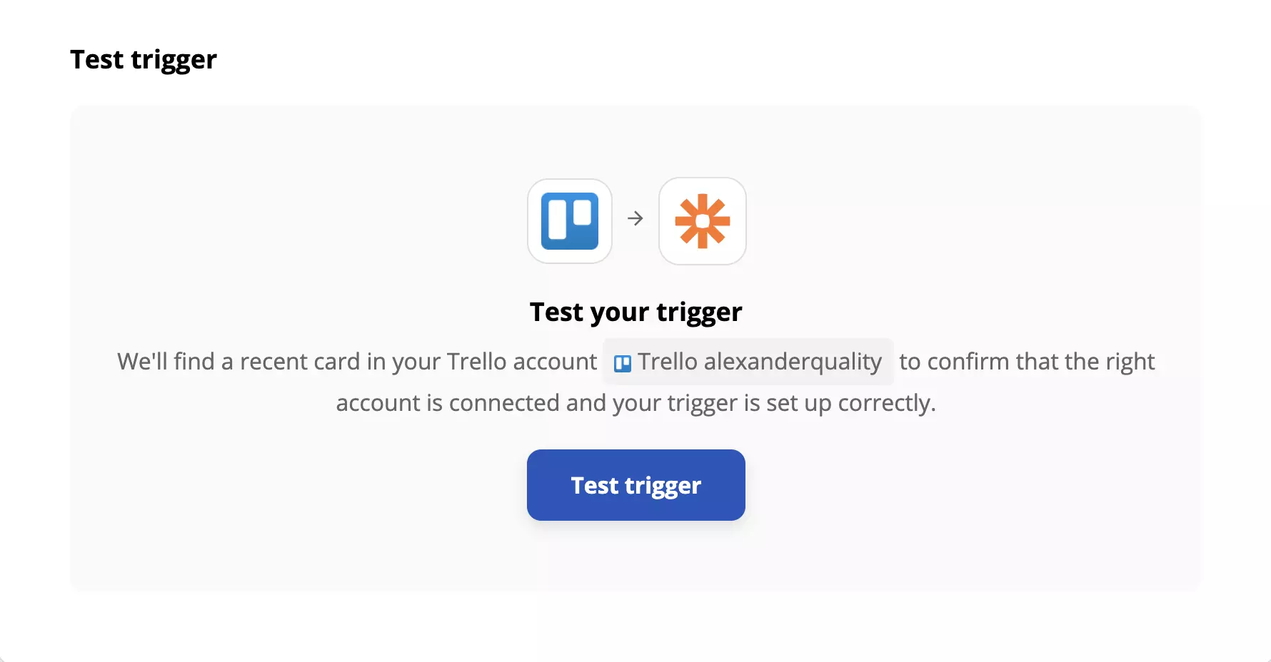 Test of a Trello trigger in Zapier