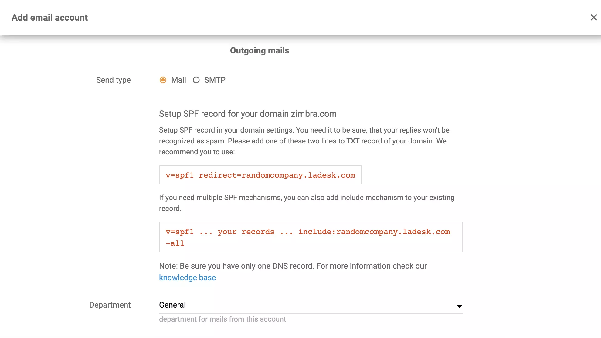 Nastavení přesměrování Zimbry