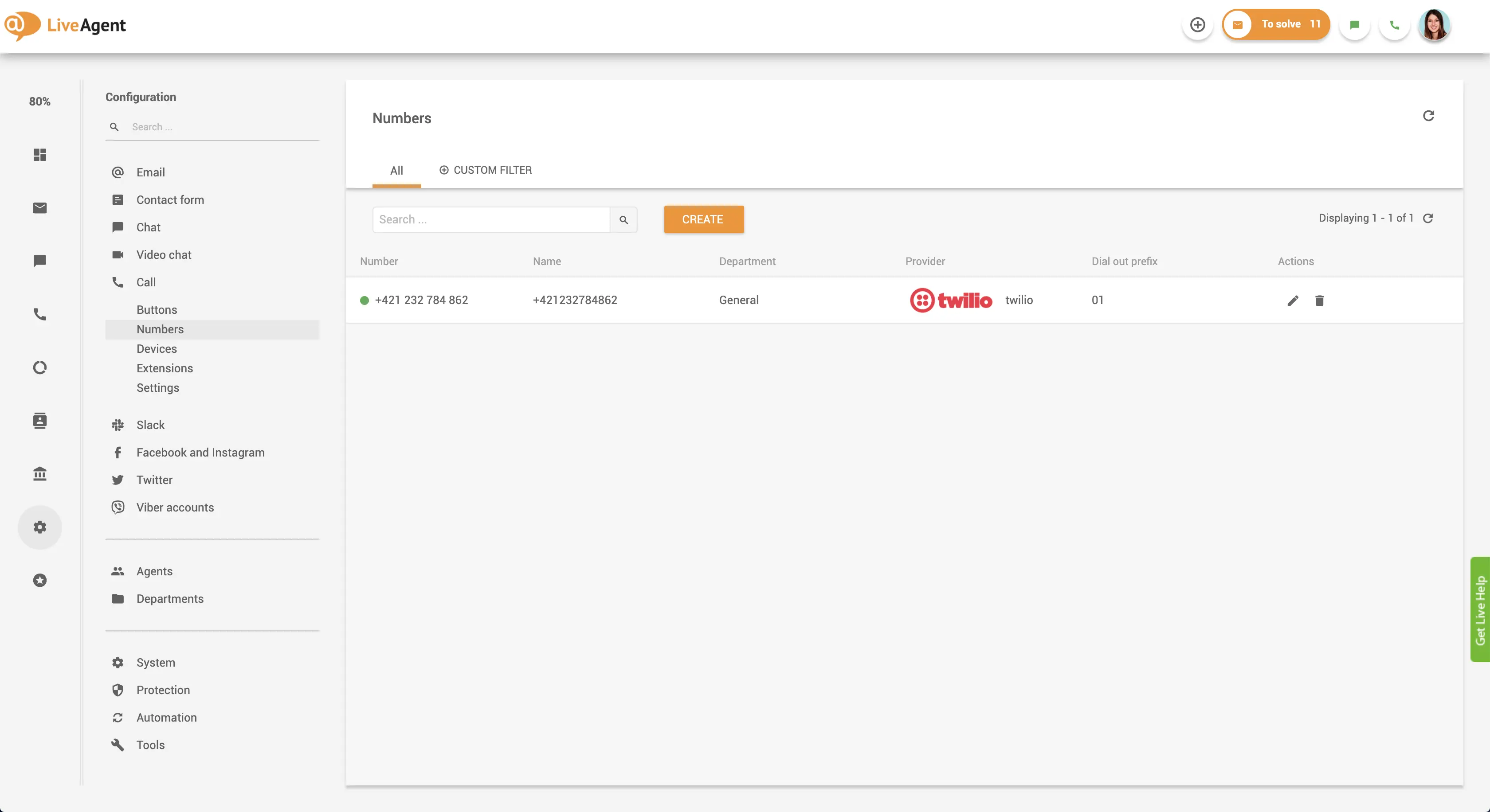 Rozhraní připojení telefonního čísla