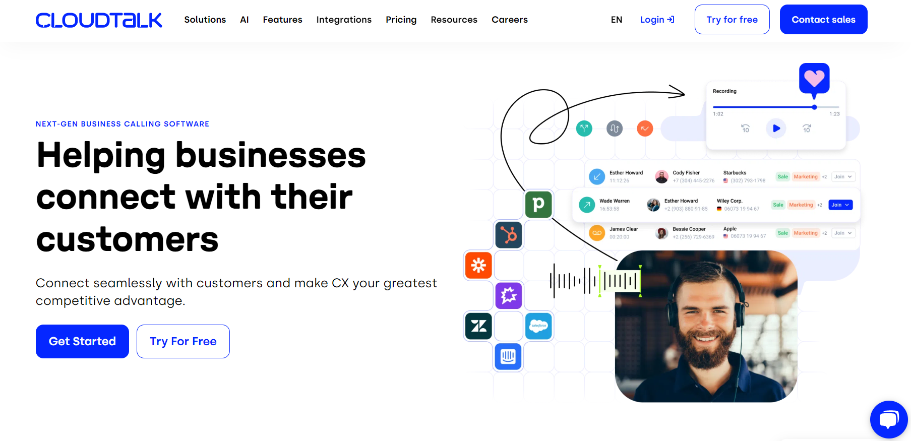 Domovská stránka CloudTalk - software pro telefonii