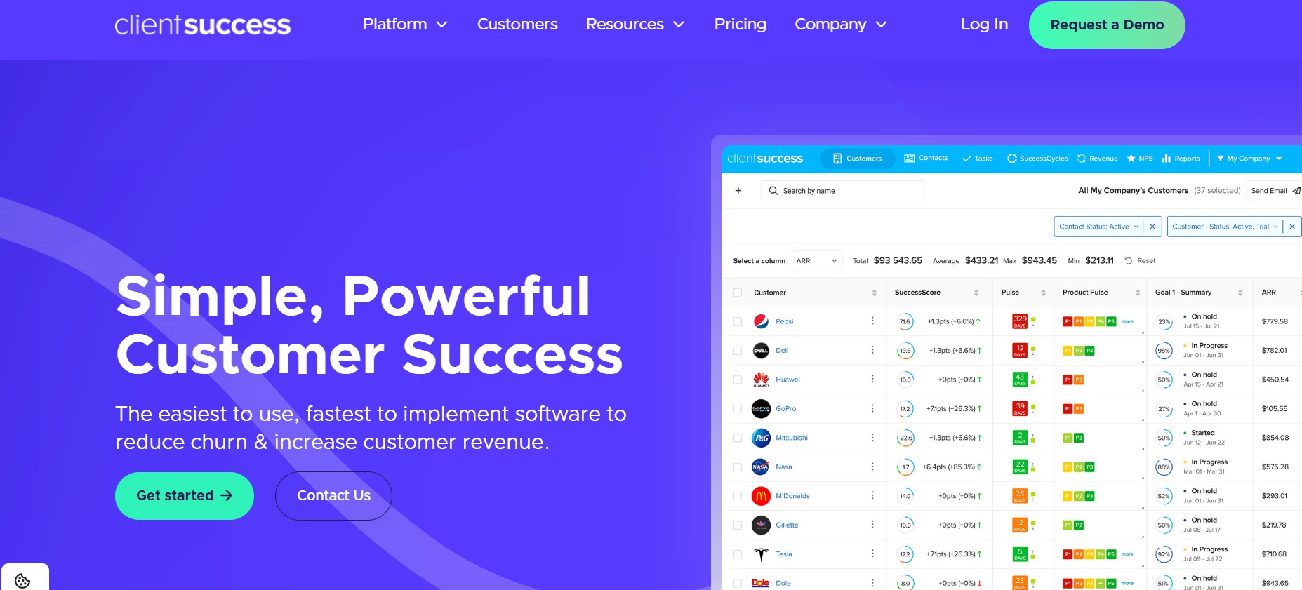 Domovská stránka ClientSuccess