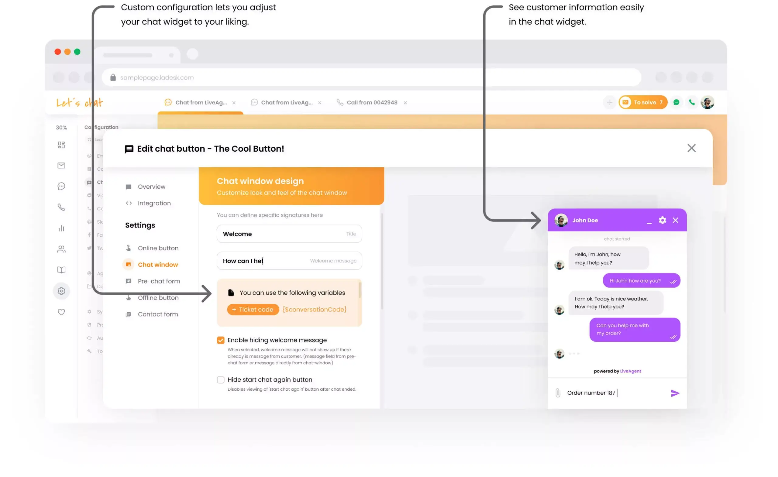 Přizpůsobte okno chatu